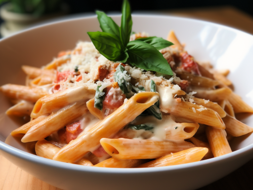 Penne Pasta with Creamy Tomato Basil Sauce