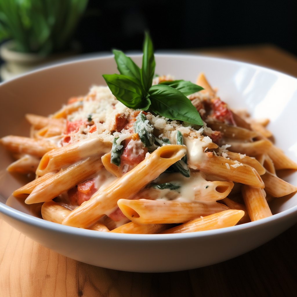 Penne Pasta with Creamy Tomato Basil Sauce