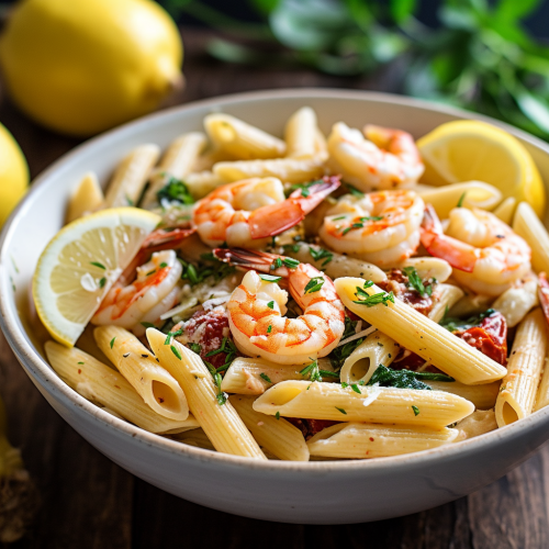 Penne Pasta with Lemon Garlic Shrimp Recipe Recipe | Recipes.net