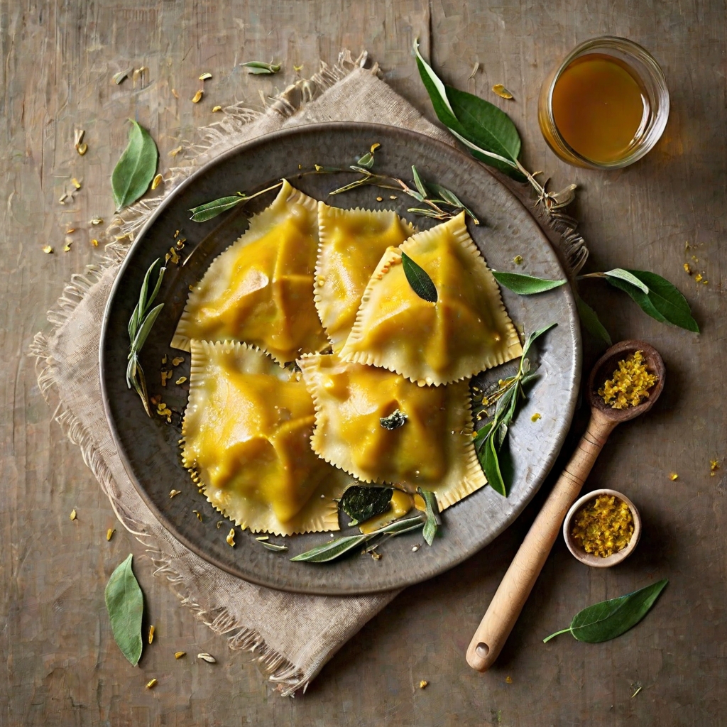 Pumpkin Ravioli with Brown Butter and Sage Recipe