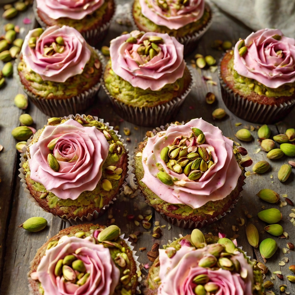Rose Water and Pistachio Cupcakes