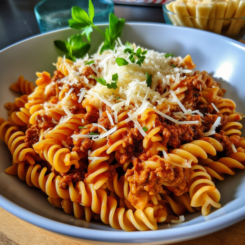 Rotini Pasta with Bolognese Sauce