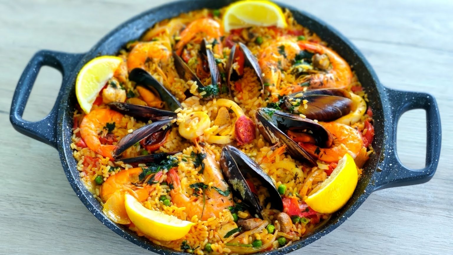 Saffron and Seafood Paella Recipe Recipe