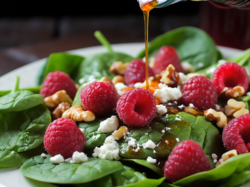 Spring Spinach Salad with Raspberry Vinaigrette