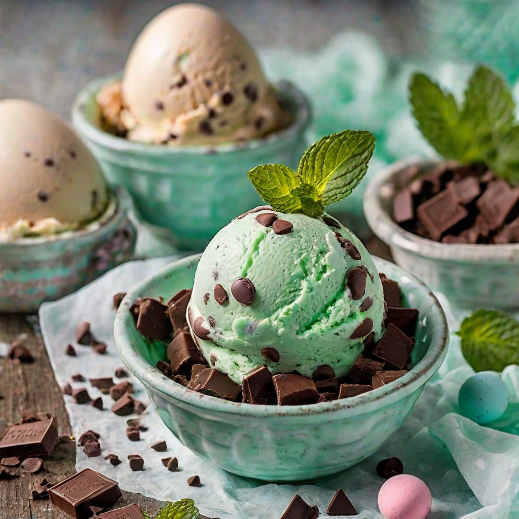 Vegan Easter Mint Chocolate Chip Ice Cream Recipe