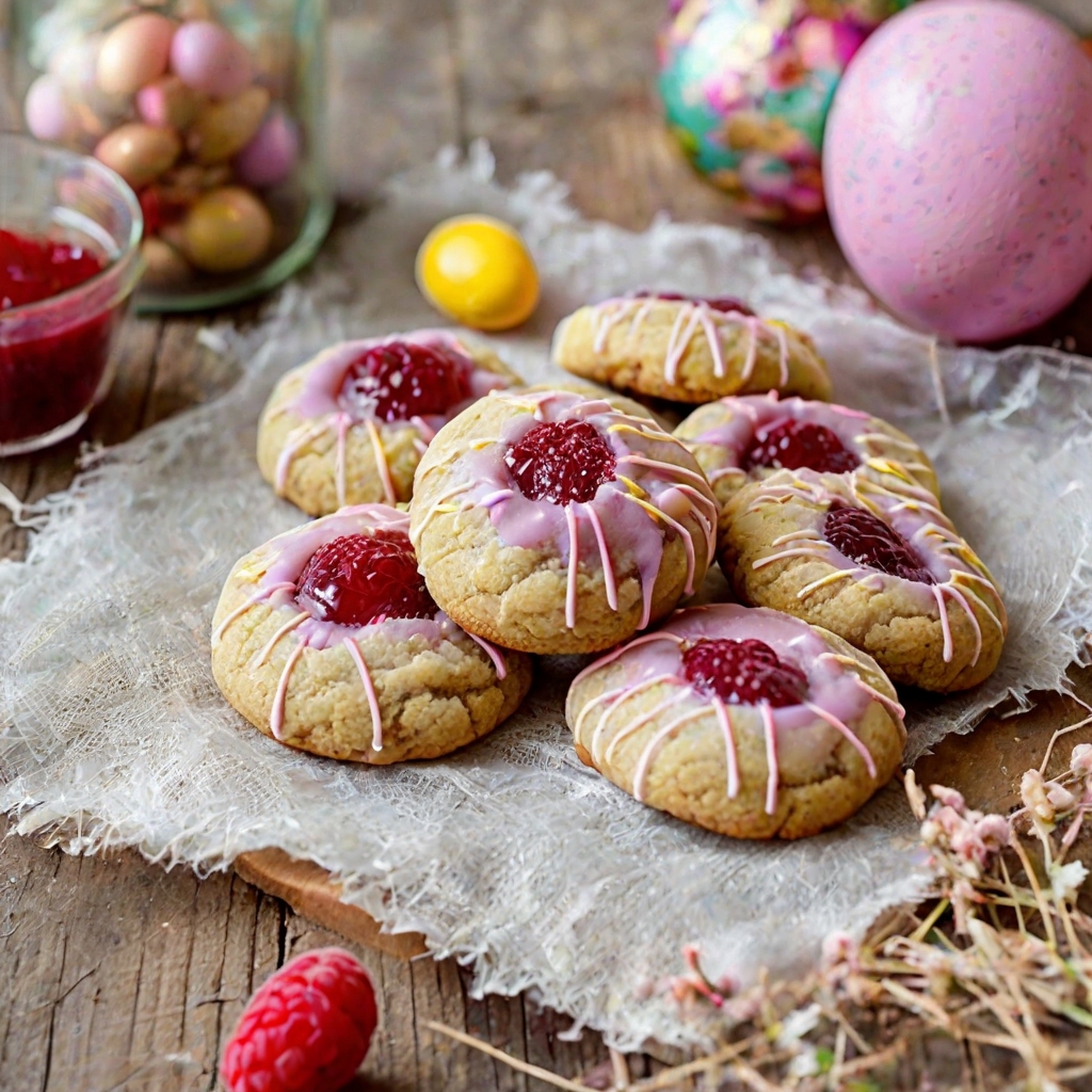 Vegan Easter Raspberry Thumbprint Cookies