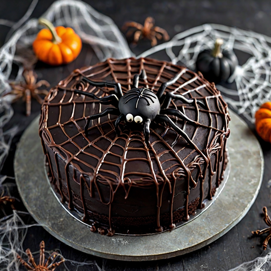 Vegan Halloween Spiderweb Cake