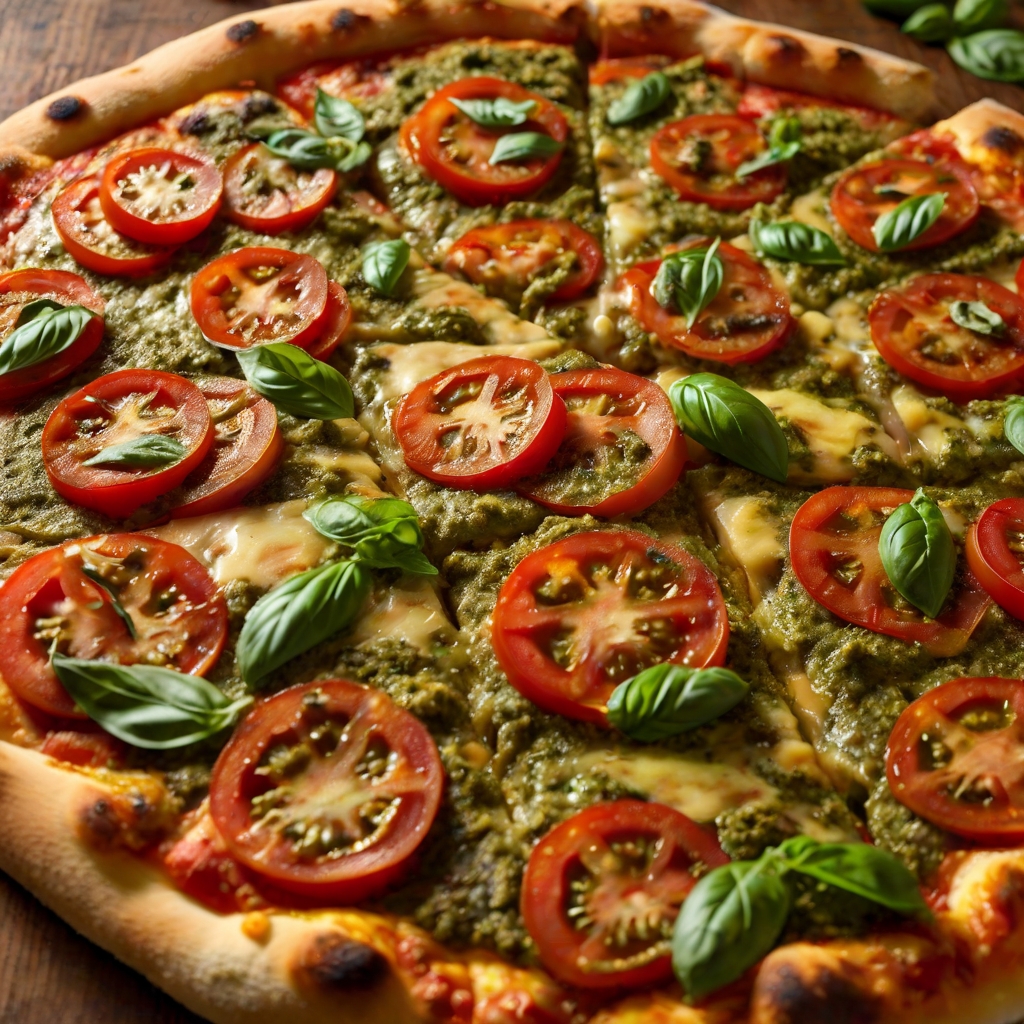 Vegan Pesto and Tomato Pizza