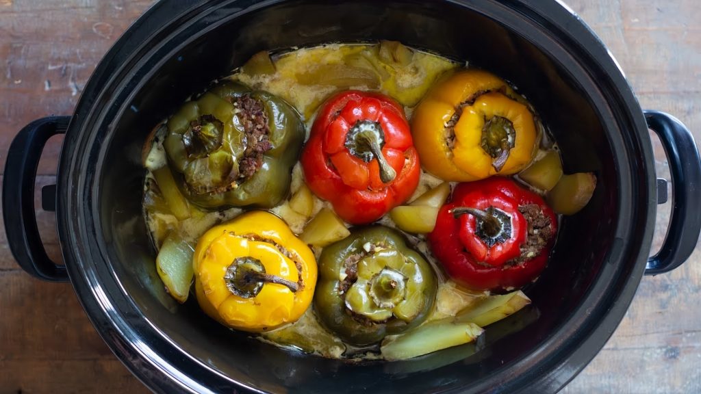 Vegetarian Crockpot Stuffed Peppers Recipe