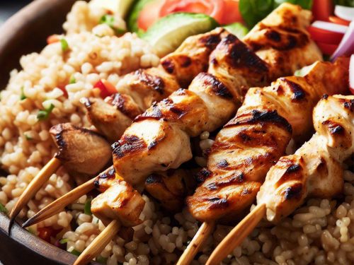 Bulgur and Grilled Chicken Skewers