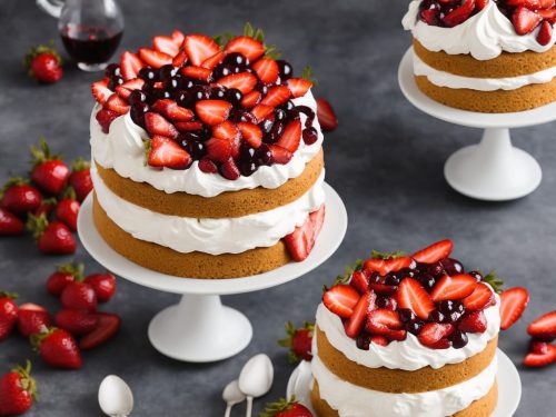 Amaretto Meringue Cake with Strawberries & Cherries