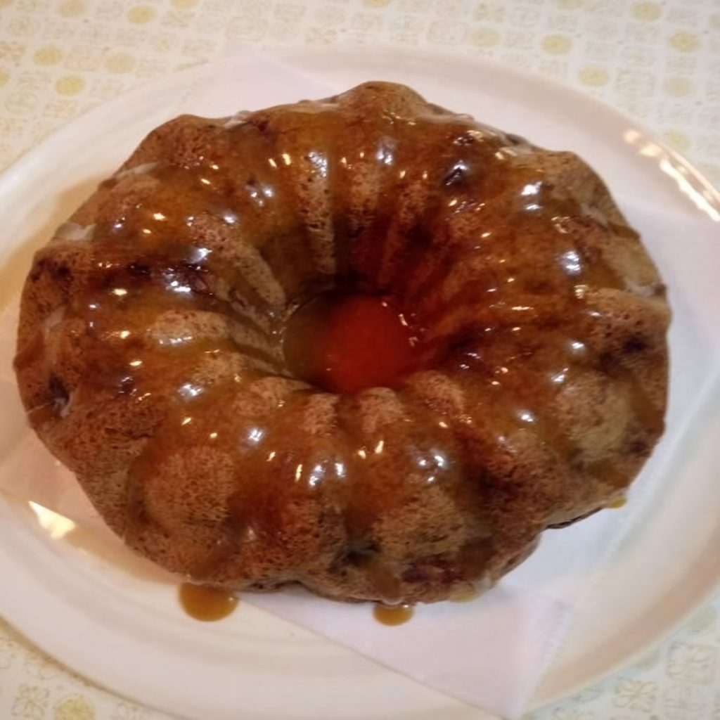 Apple Harvest Pound Cake with Caramel Glaze