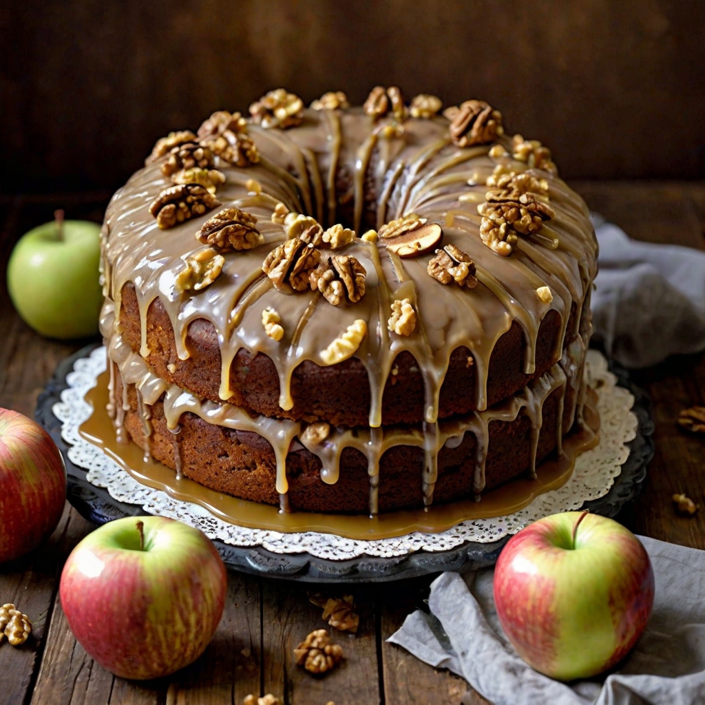Apple & Walnut Cake with Treacle Icing