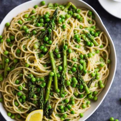 Asparagus & Lemon Spaghetti with Peas Recipe