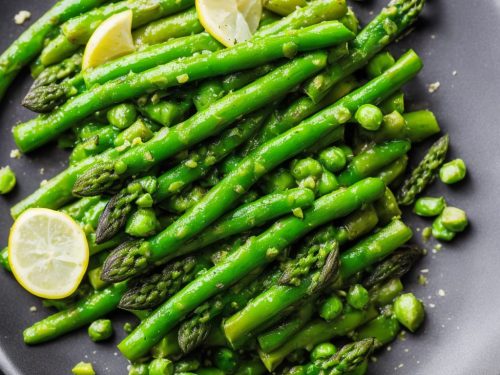 Asparagus with peas, mint & Jersey Royals in wild garlic butter