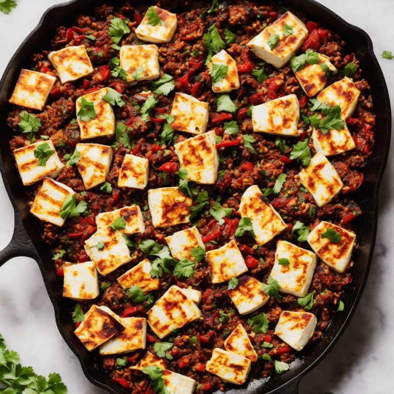 Aubergine, Halloumi & Harissa Skillet Bake Recipe