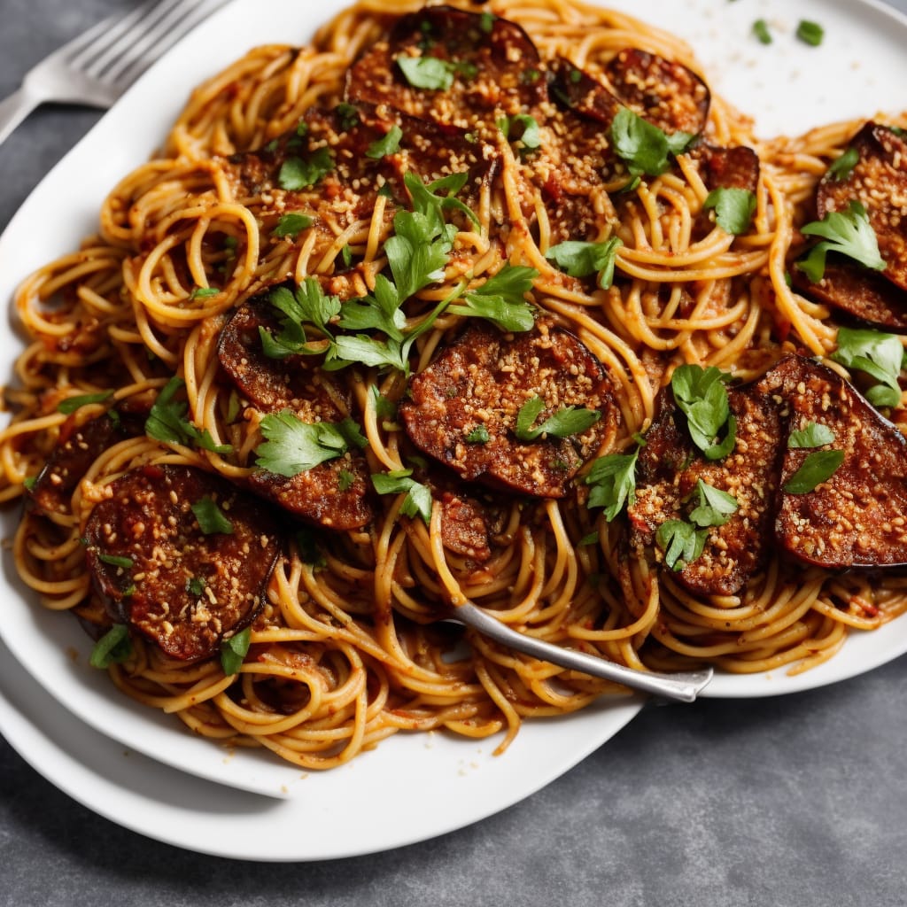 Aubergine Milanese with Spaghetti