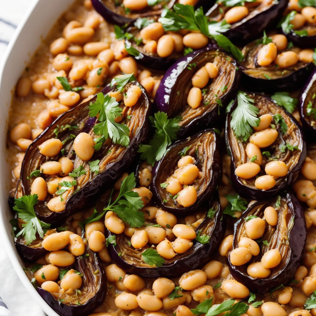 Baked Aubergines with Cannellini Beans