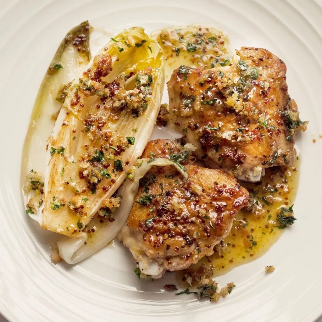 Baked Chicory with Chicken in a Sage & Mustard Sauce