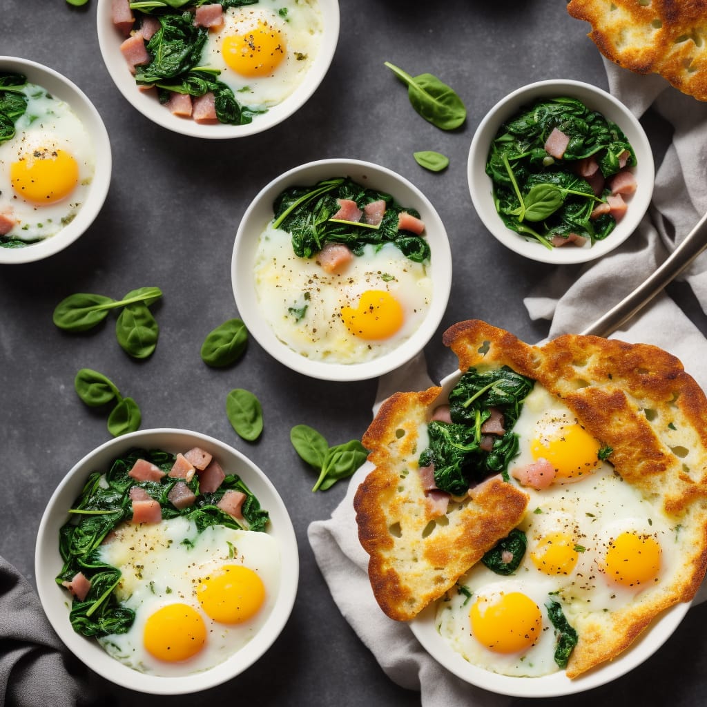 Baked Eggs with Ham & Spinach