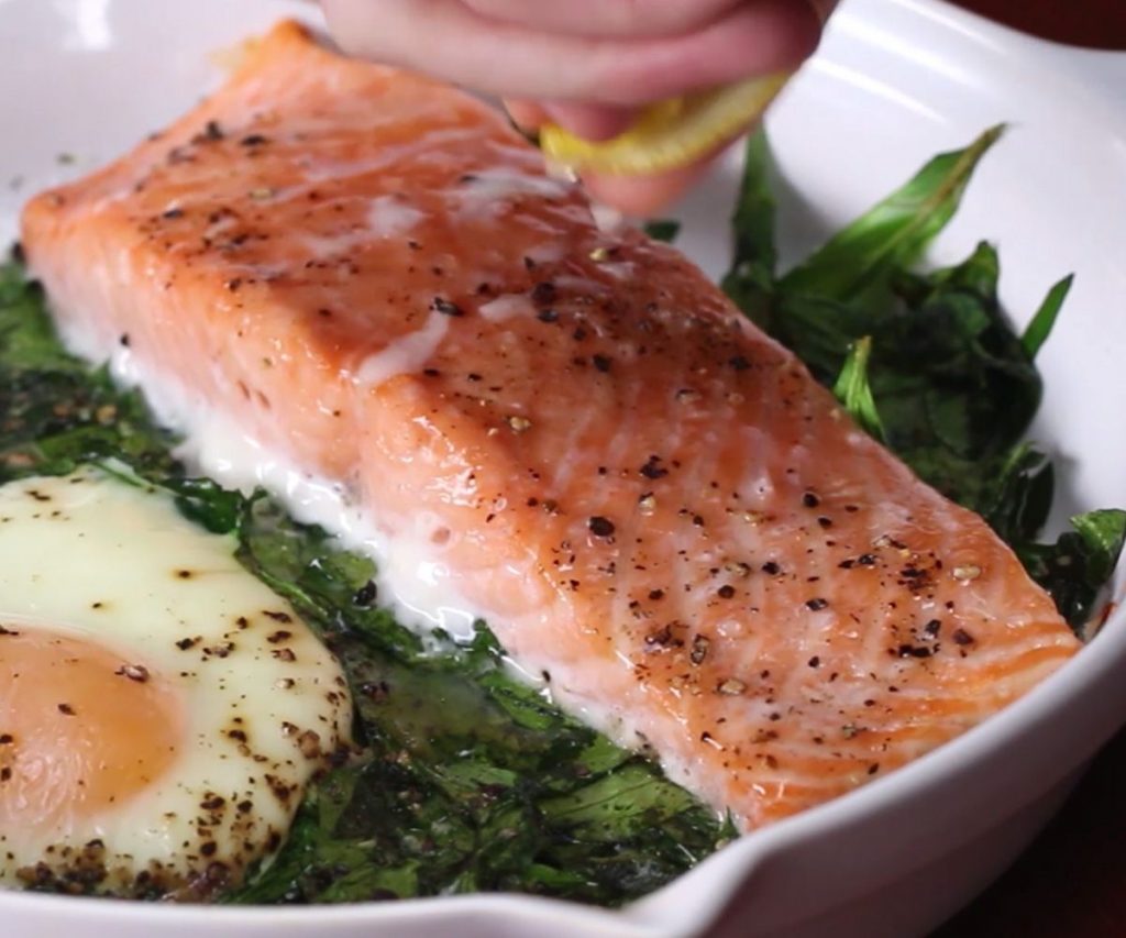 Baked Salmon & Eggs Recipe