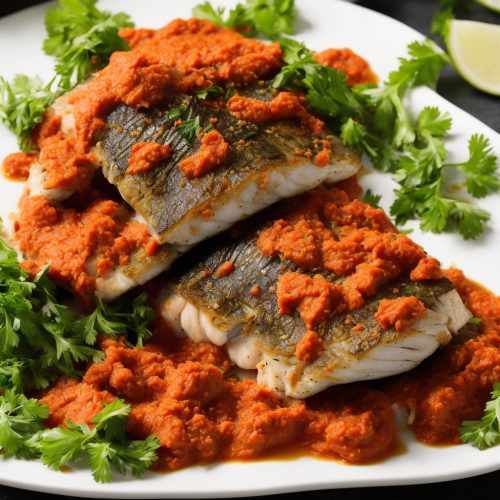 Baked Sea Bass with Romesco Sauce Recipe