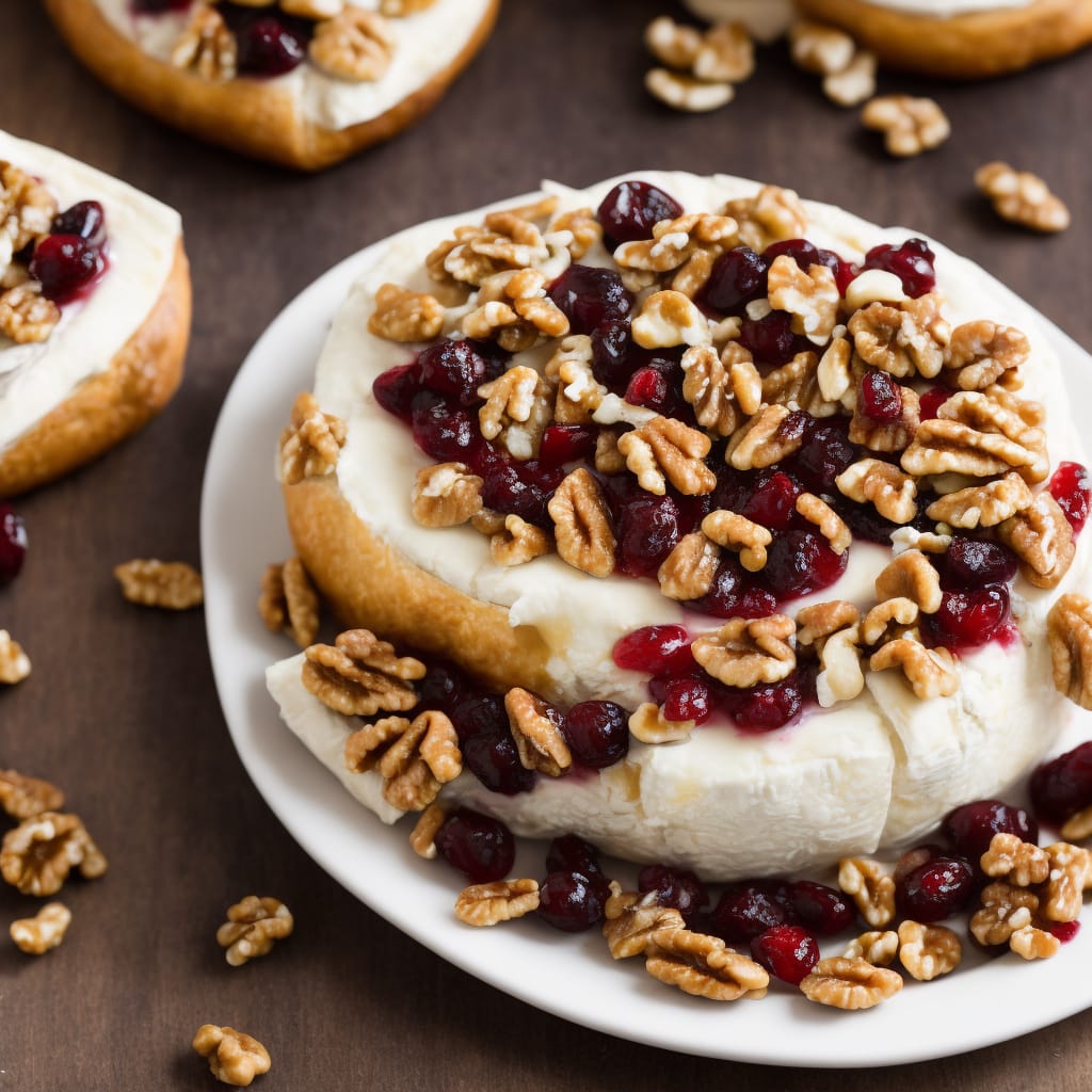 Baked Stuffed Brie with Cranberries & Walnuts