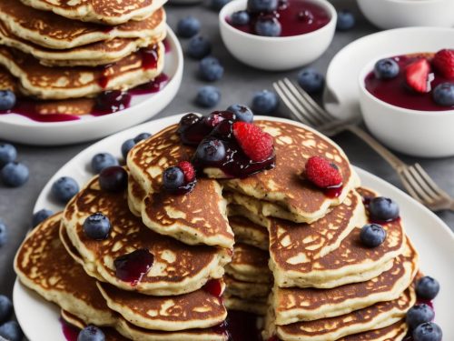 Banana & Cinnamon Pancakes with Blueberry Compote