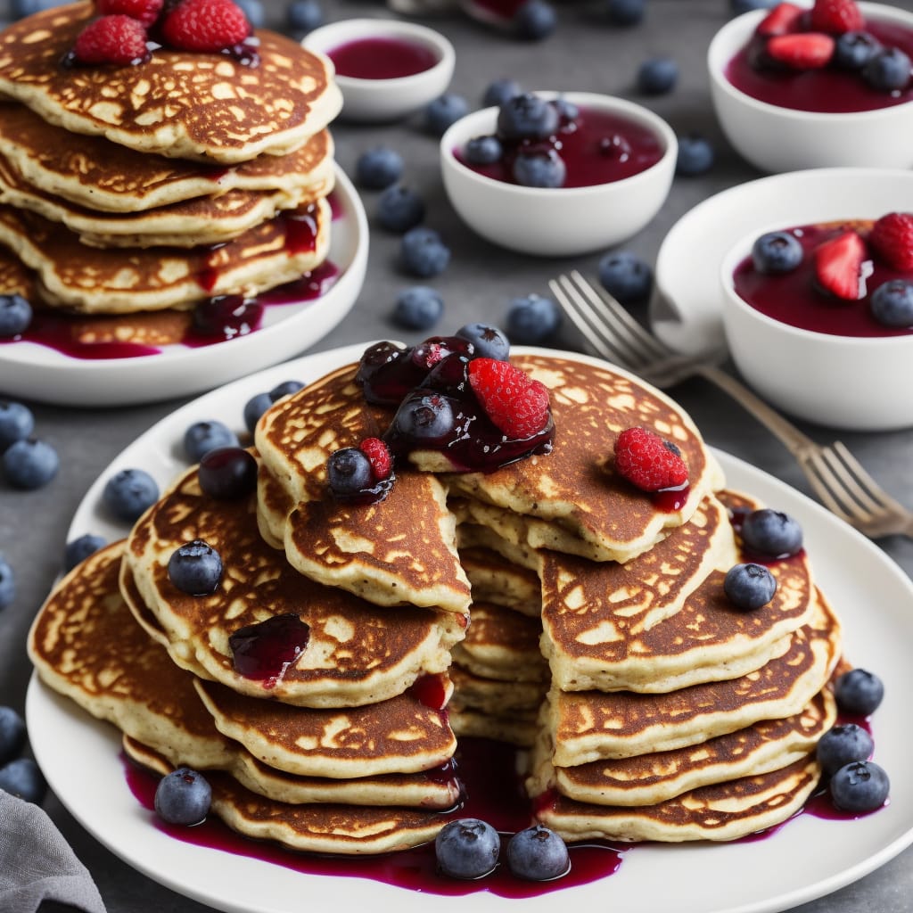 Banana & Cinnamon Pancakes with Blueberry Compote