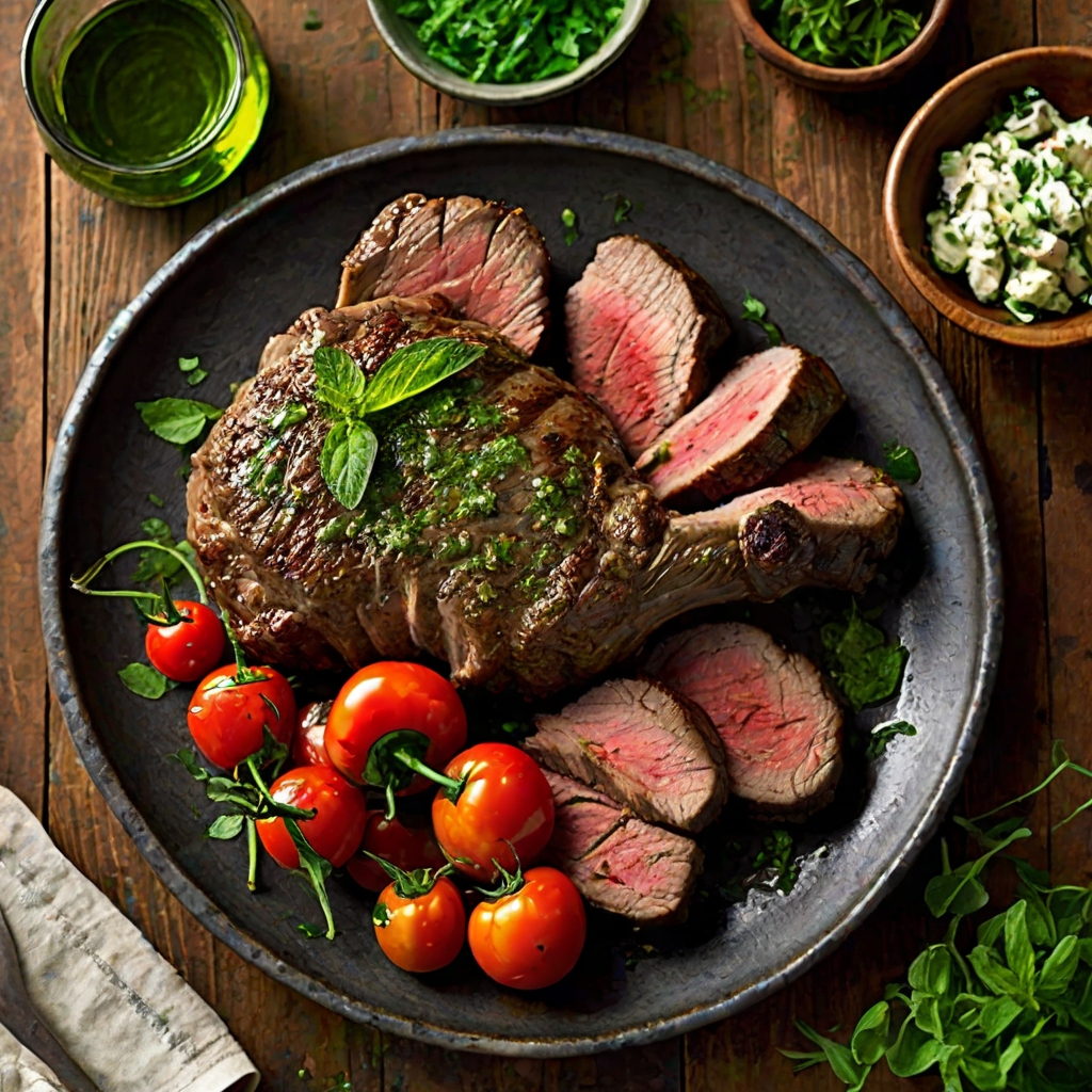 Barbecued Lamb with Sweet Mint Dressing