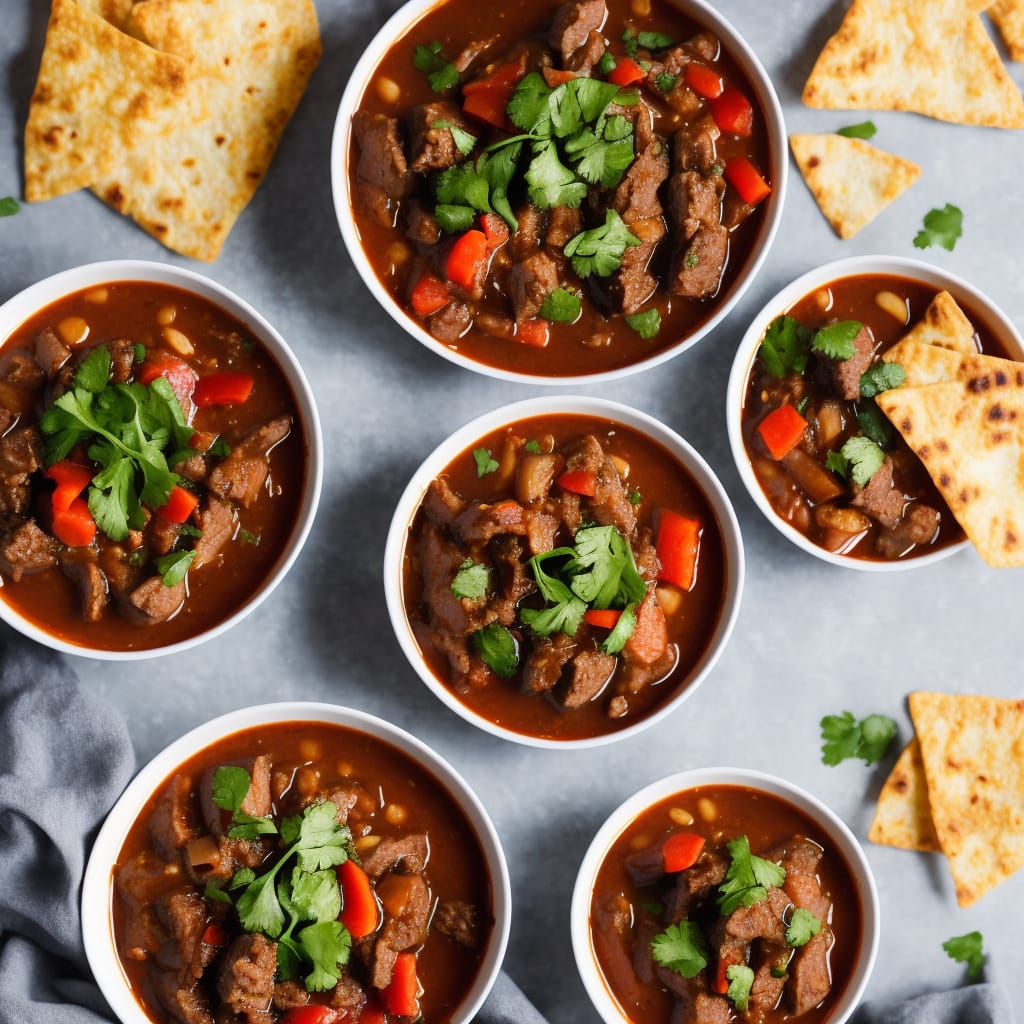 Beany Beef Chilli Stew with Crunchy Tortilla Croutons