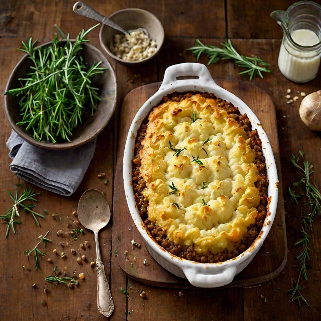 Beef & Lentil Cottage Pie with Cauliflower & Potato Topping