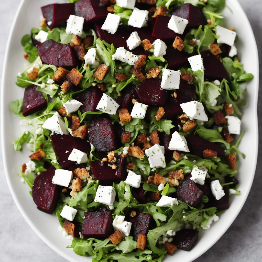 Blackberry, Beetroot & Goat's Cheese Salad with Poppy Seed Croutons