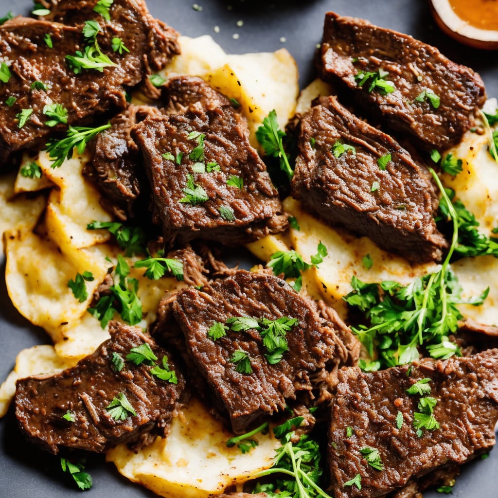 Braised Beef with Anchovy Toasts