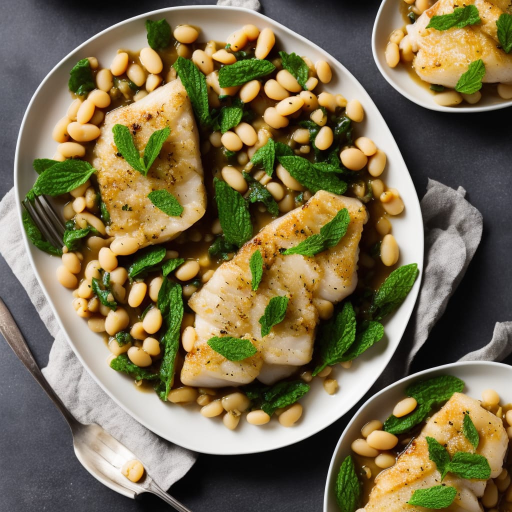 Braised Cod with Butter Beans & Mint