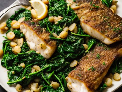 Braised Sea Bass with Spinach