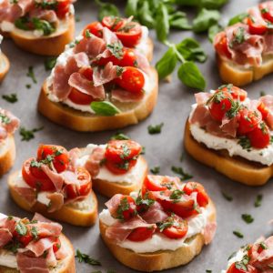 Brie Bruschetta with Tomato, Herbs & Serrano Ham