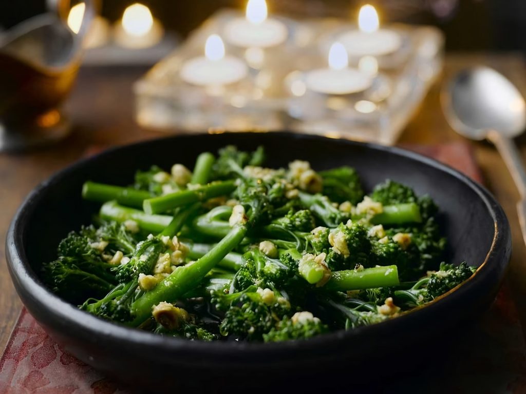 Broccoli & green beans with toasted hazelnut butter Recipe