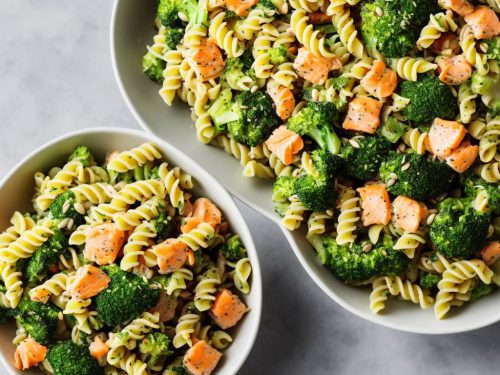 Broccoli Pasta Salad with Salmon & Sunflower Seeds