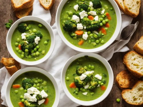 Broccoli & Pea Soup with Minty Ricotta