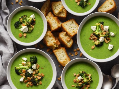 Broccoli Soup with Crispy Croutons & Goat's Cheese