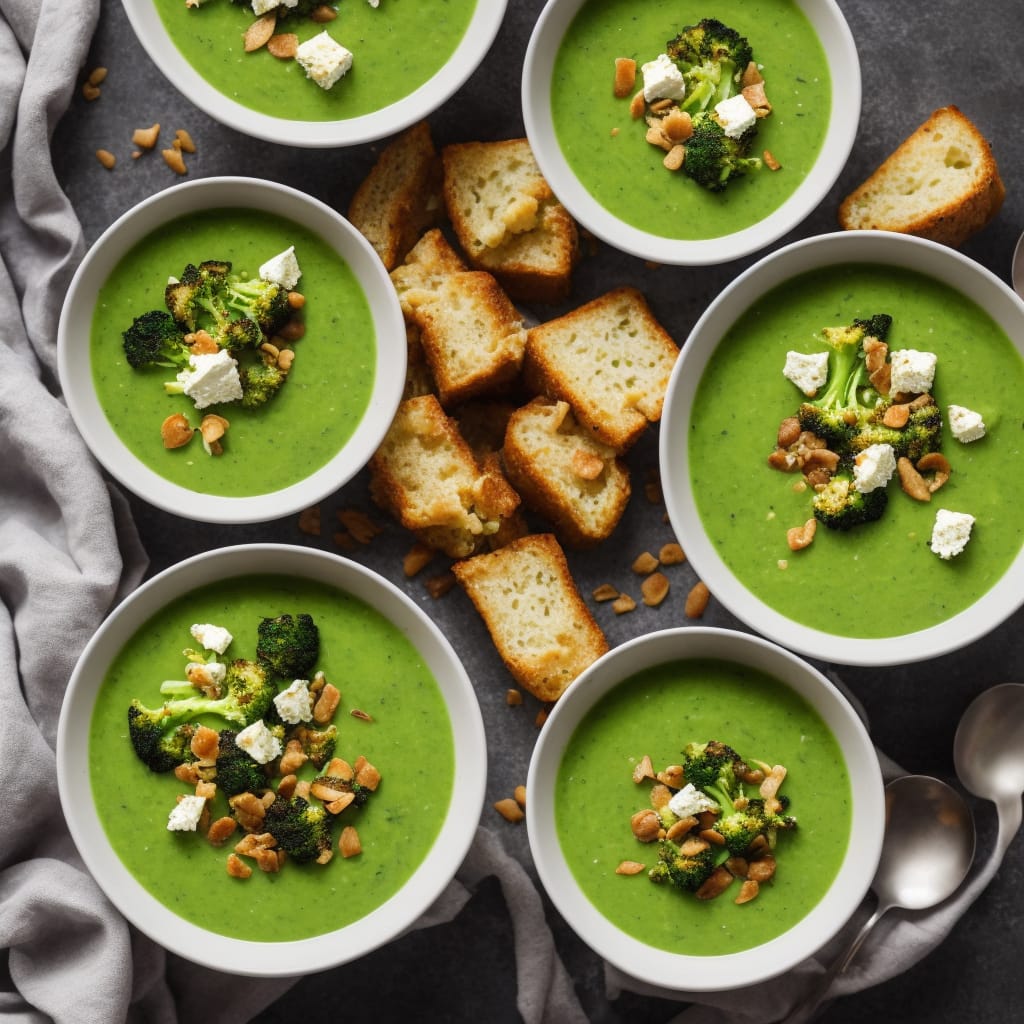 Broccoli Soup with Crispy Croutons & Goat's Cheese
