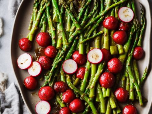 Brown-butter basted radishes & asparagus