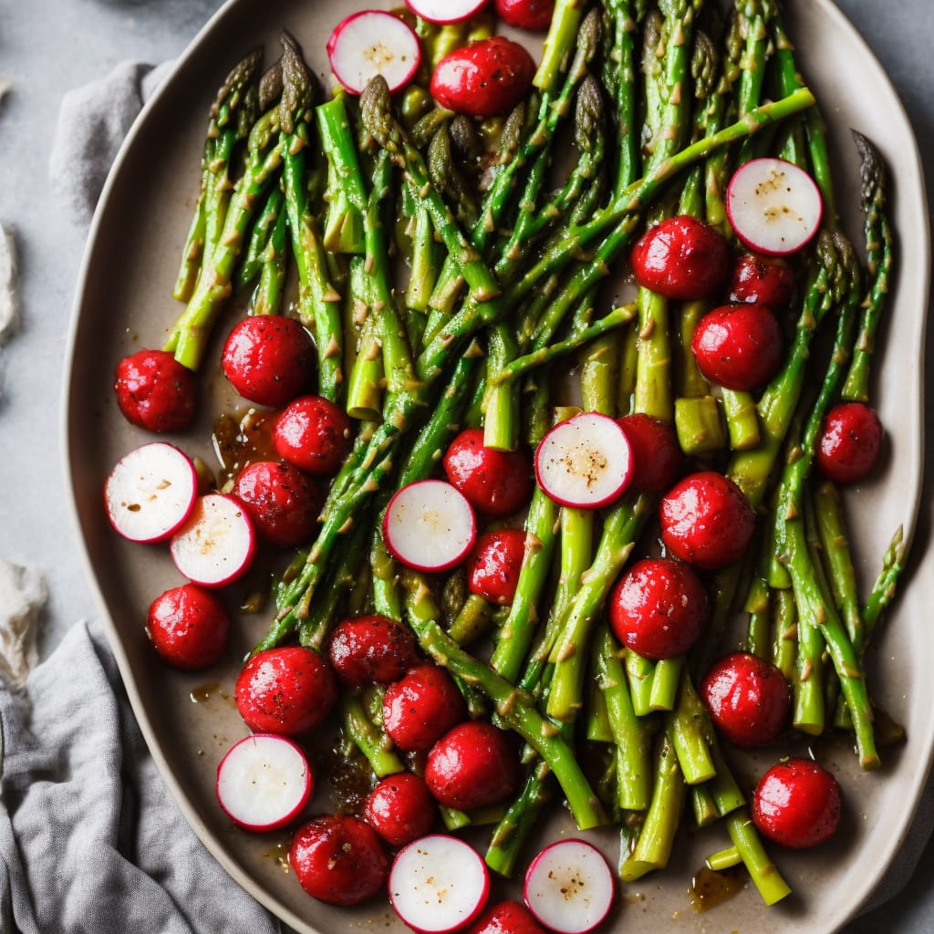 Brown-butter basted radishes & asparagus