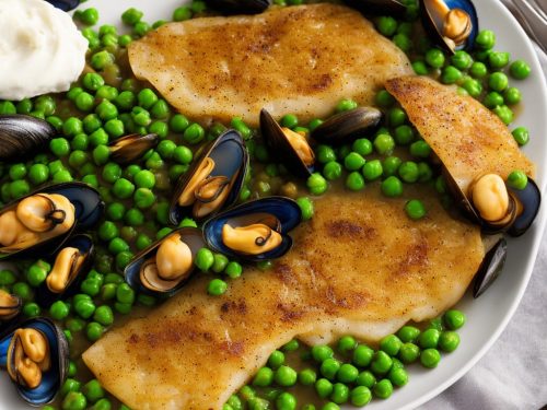 Brown Butter Sole with Peas & Mussels
