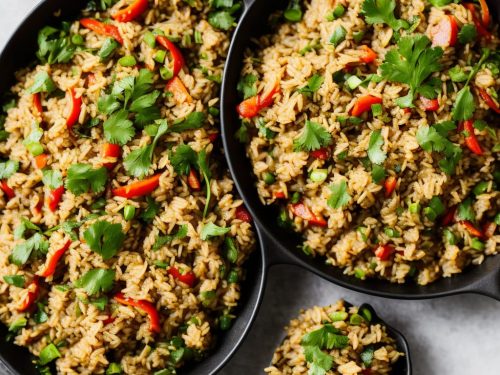 Brown Rice Stir-Fry with Coriander Omelette