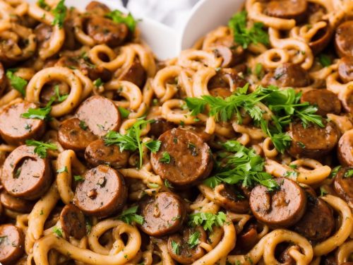 Bucatini with mushrooms & sausage