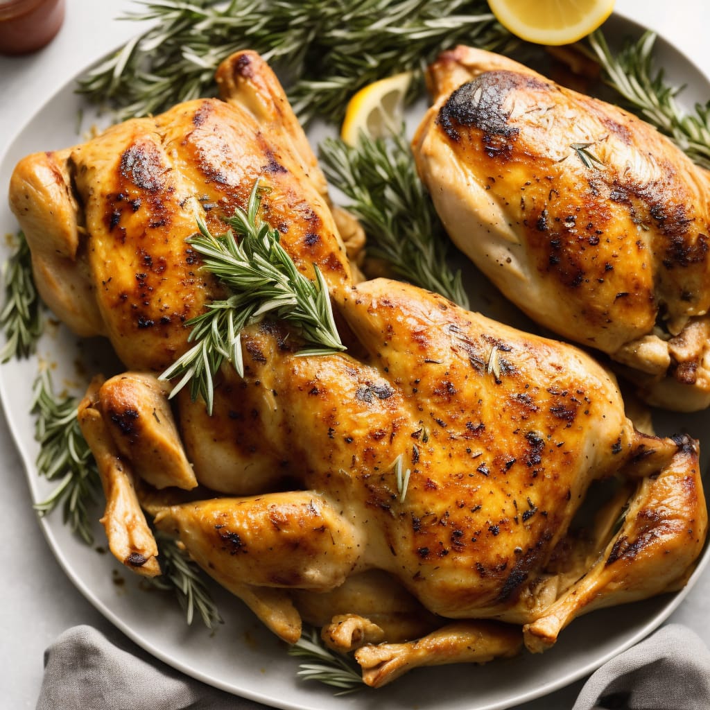 Butterflied Roast Chicken with Lemon and Rosemary