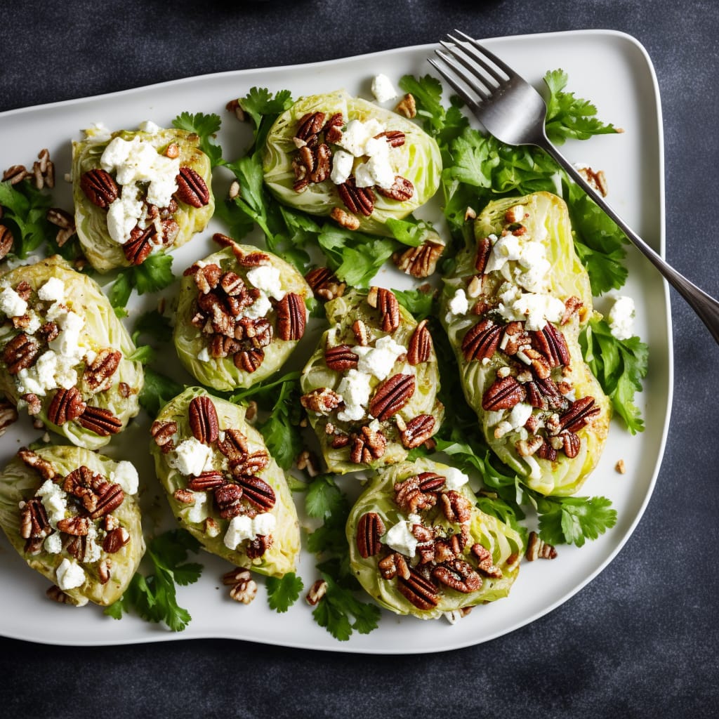 Cabbage Steaks with Apple, Goat's Cheese & Pecans