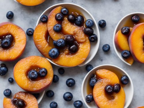 Caramel Poached Peaches with Blueberries